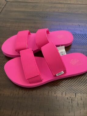 Vans Neon Pink Double-Strap Slide Sandals